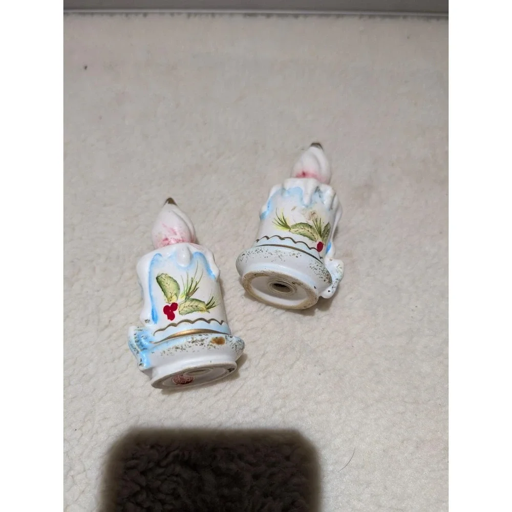 Vintage Christmas Candlesticks Salt & Pepper Shakers Japan Artmark Original Cera